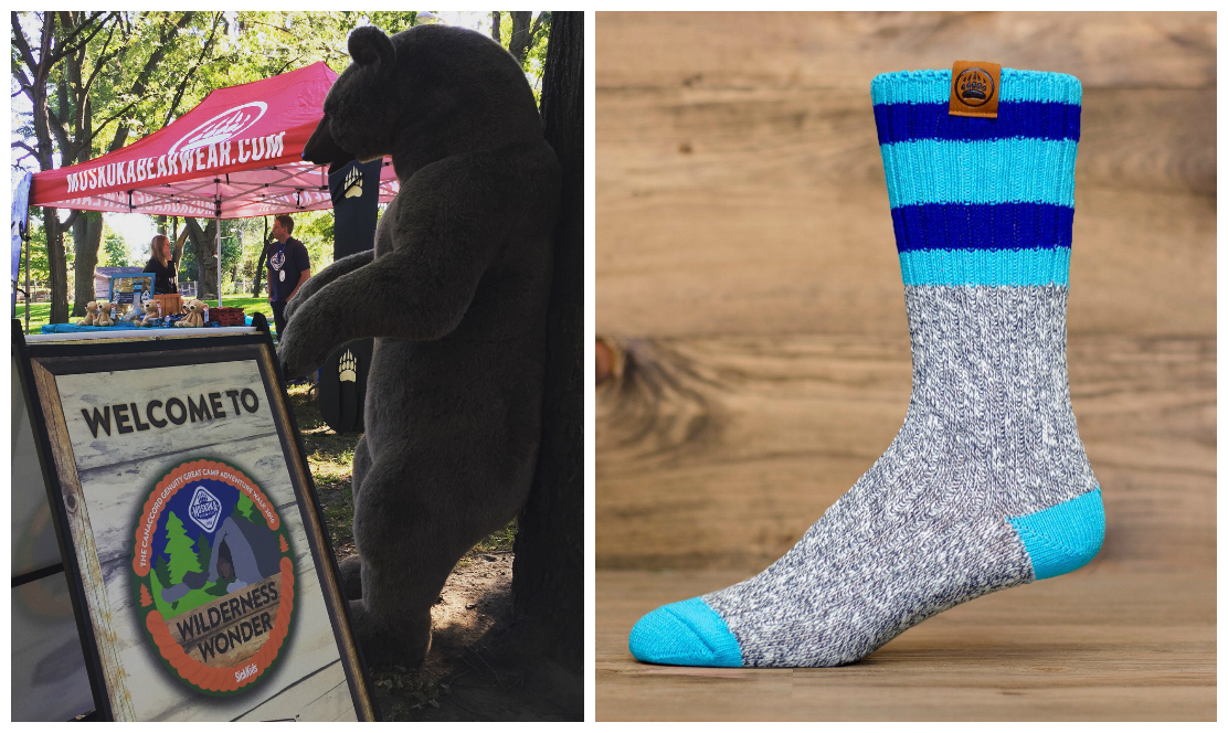 Muskoka Bear Wear at SickKids Walk and an image of their Socks for SickKids