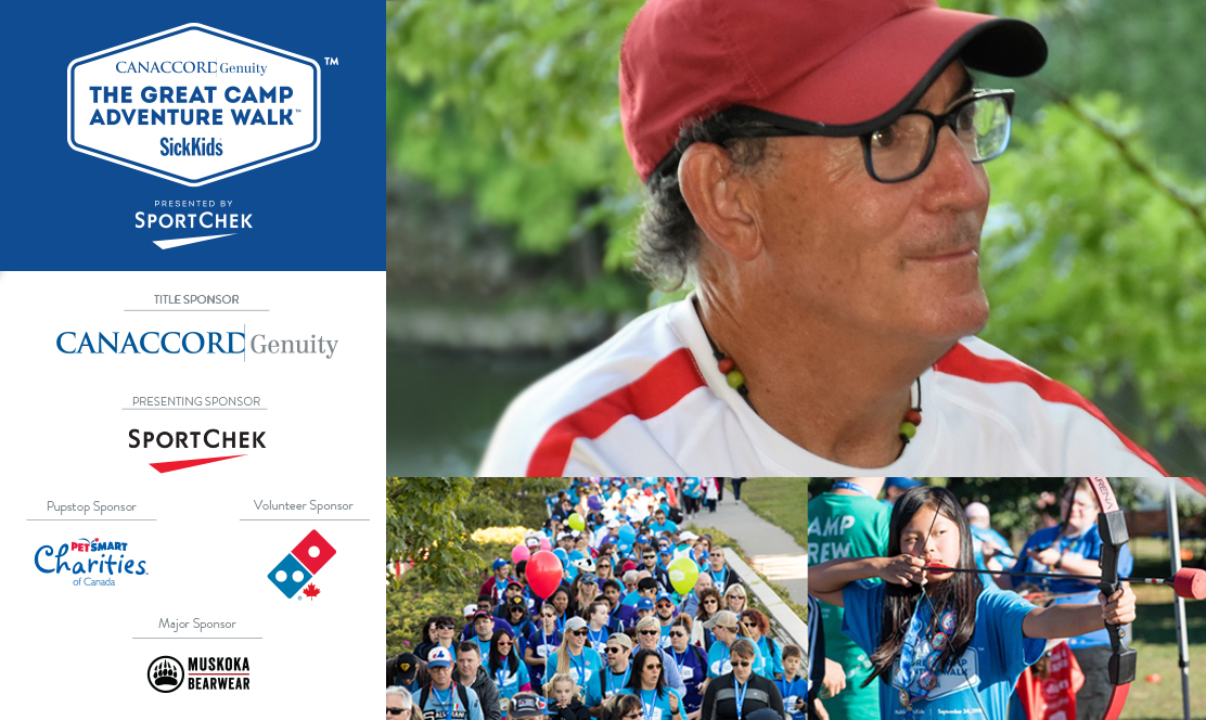 Collage of photos from Walk for SickKids, Mark Diamond and sponsor logos