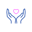 Icon of hands with a heart between them