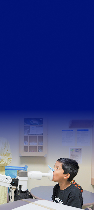 Patient Sebastian at the hospital getting a check up