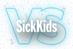 sickkids vs logo, white and blue