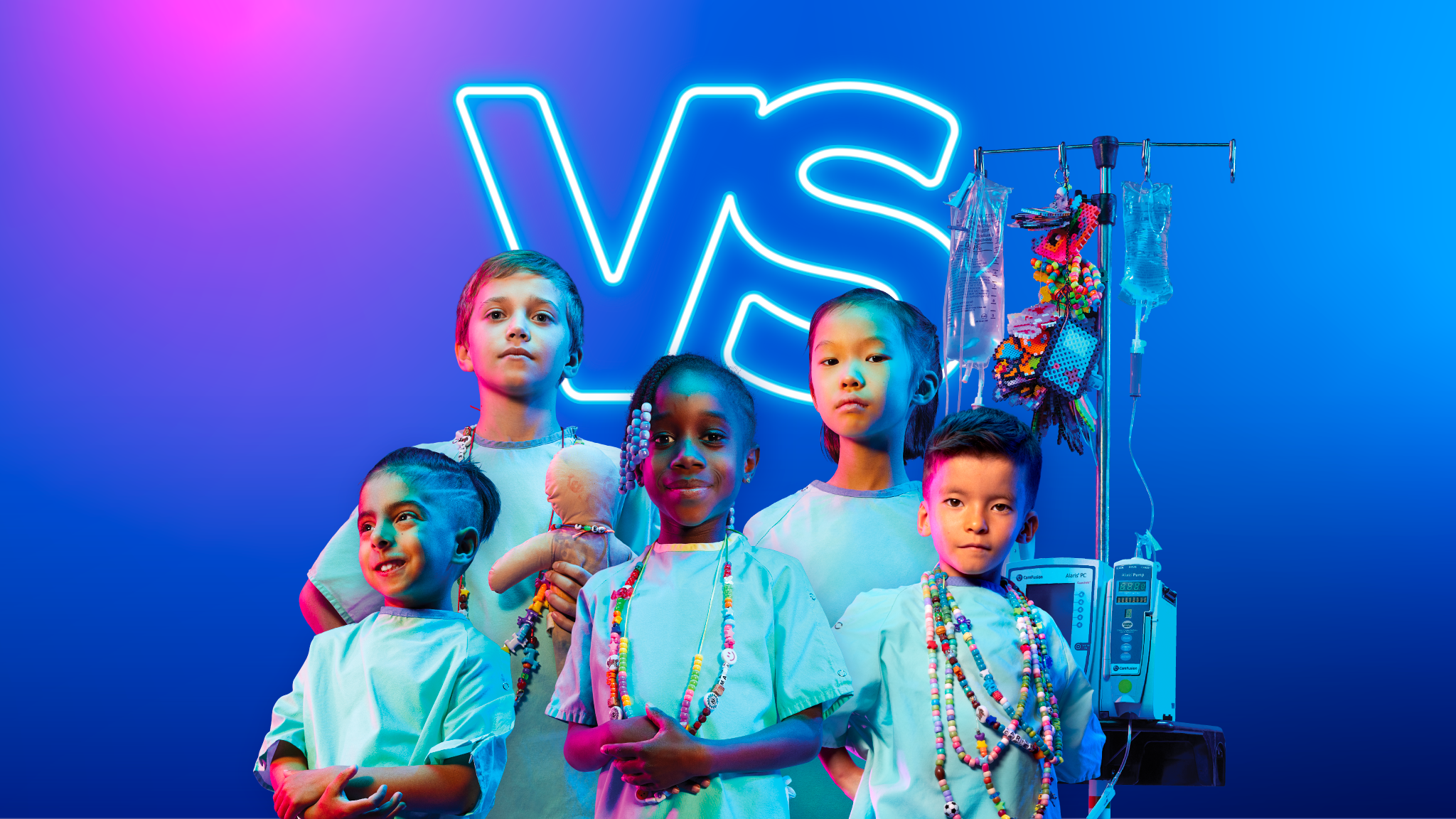 Group of patients in front of VS logo