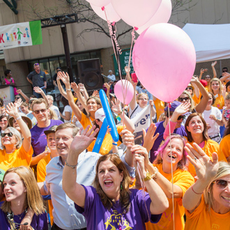SickKids event participants with balloons 