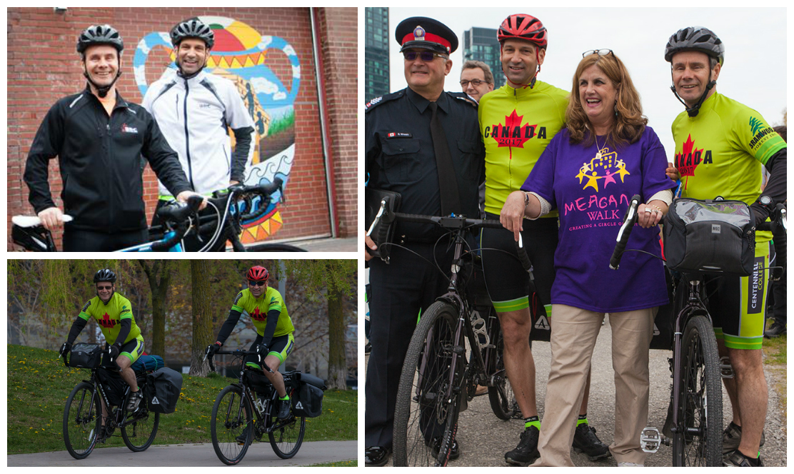 2 gentleman riding bikes across Canada