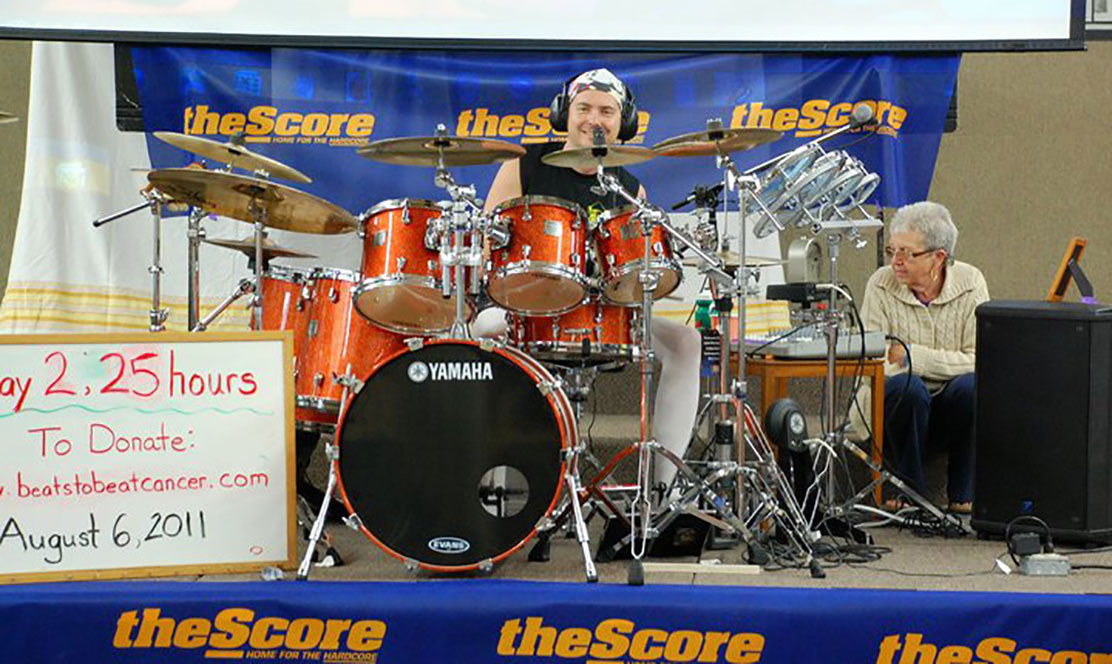 Steve performs drumming marathon in honour of his daughter