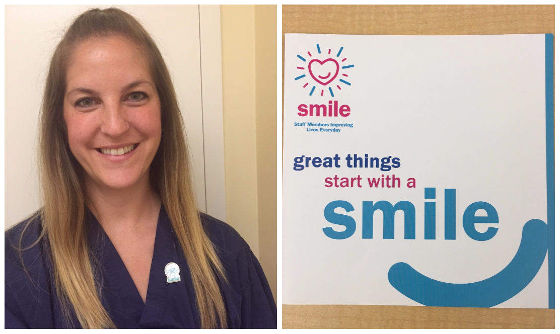 Nurse in her scrubs smiling