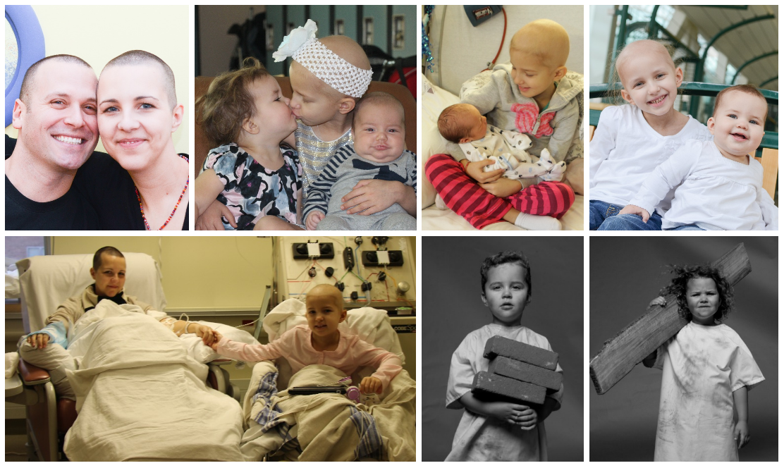 Collage of photos of a family whose daughter was treated for cancer at SickKids