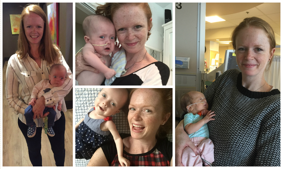 Photo collage of mother holding her baby girl