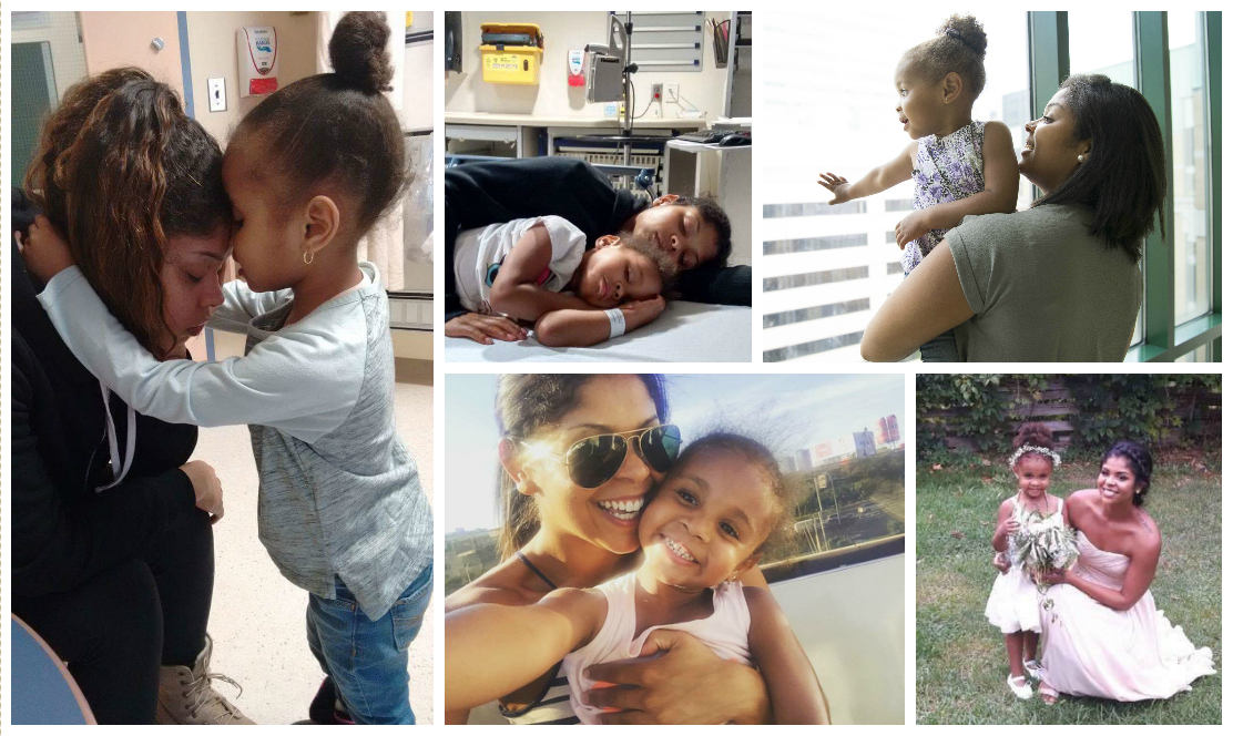 Collage of photos of mom with her daughter