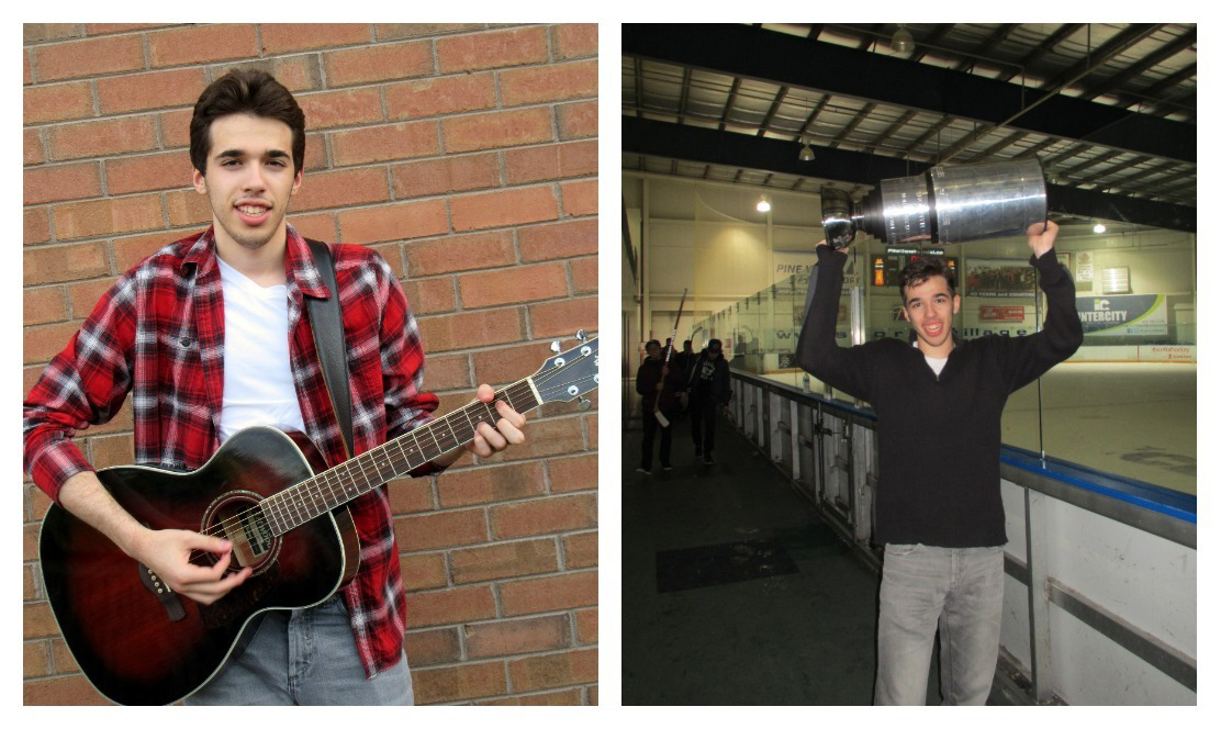 Teenaged boy holding a guitar