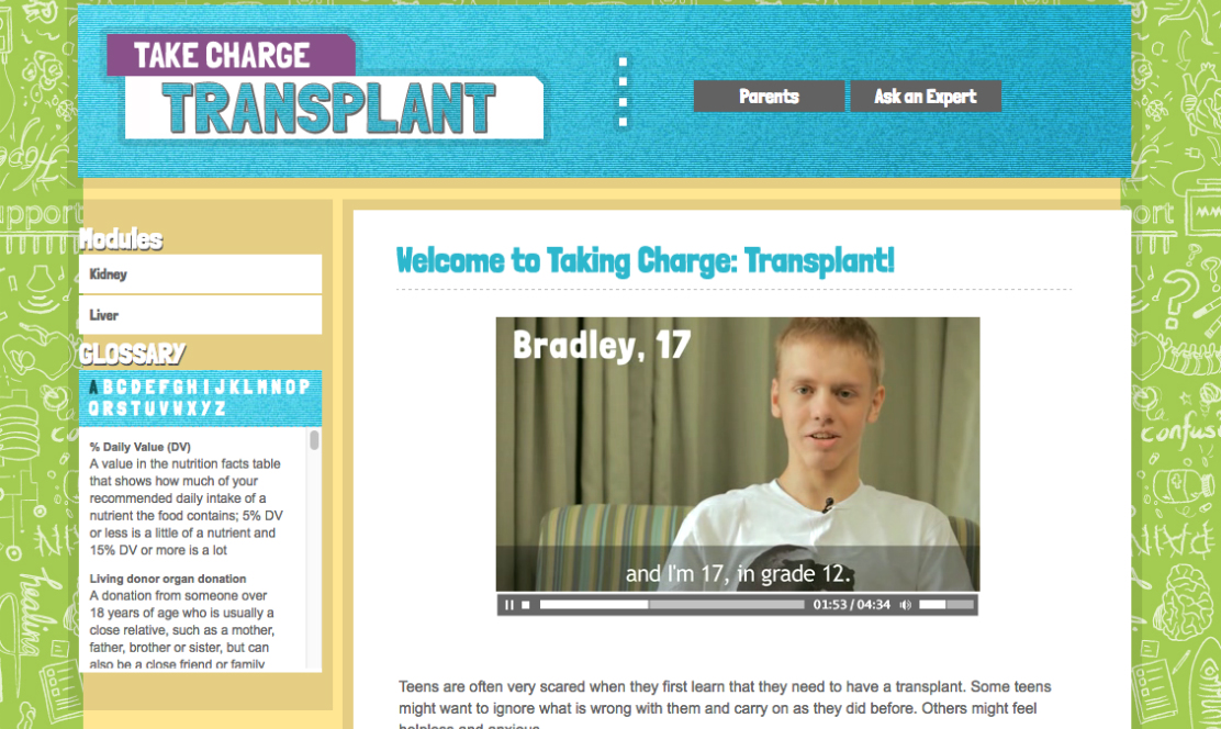 Screenshot of website