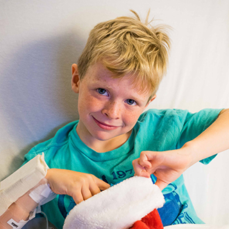 Boy opening stocking