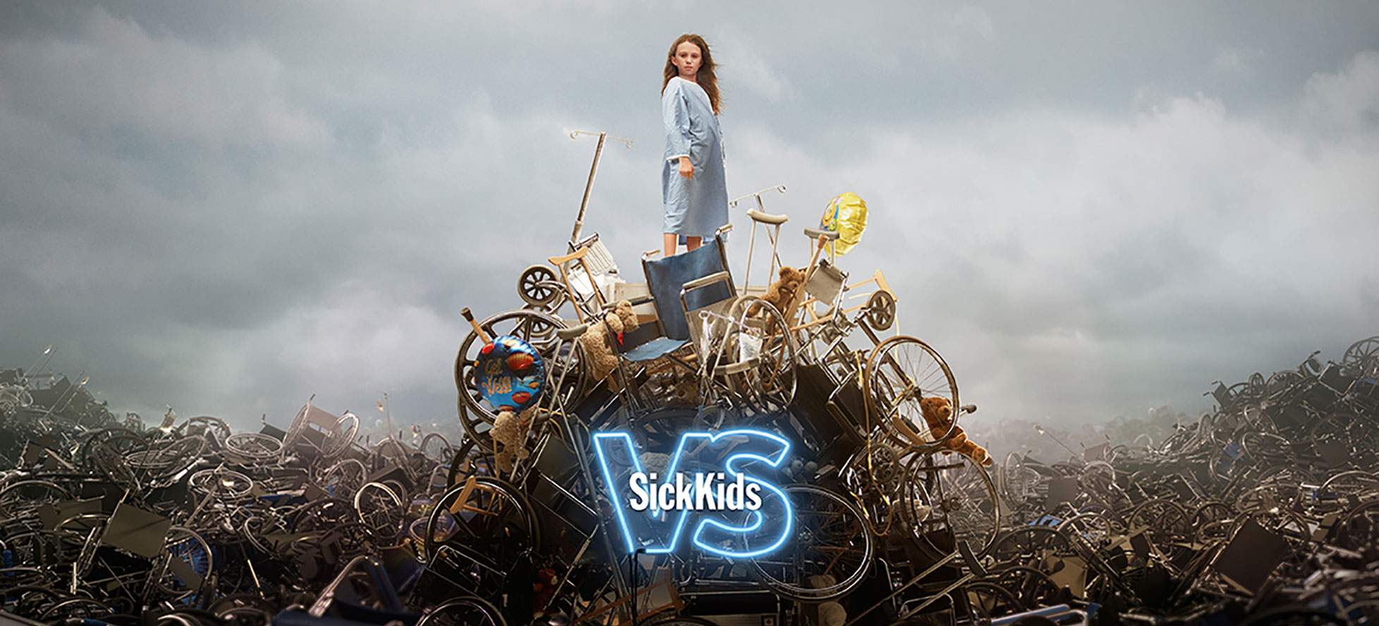SickKids patient on top of hospital equipment